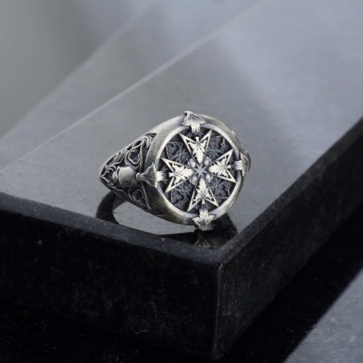 Handmade Sterling Silver Plated Cross Ring: Gothic Cross Biker Jewelry