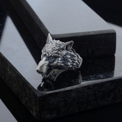 Handmade Viking Wolf Ring – Oxidized Silver Animal Totem Jewelry