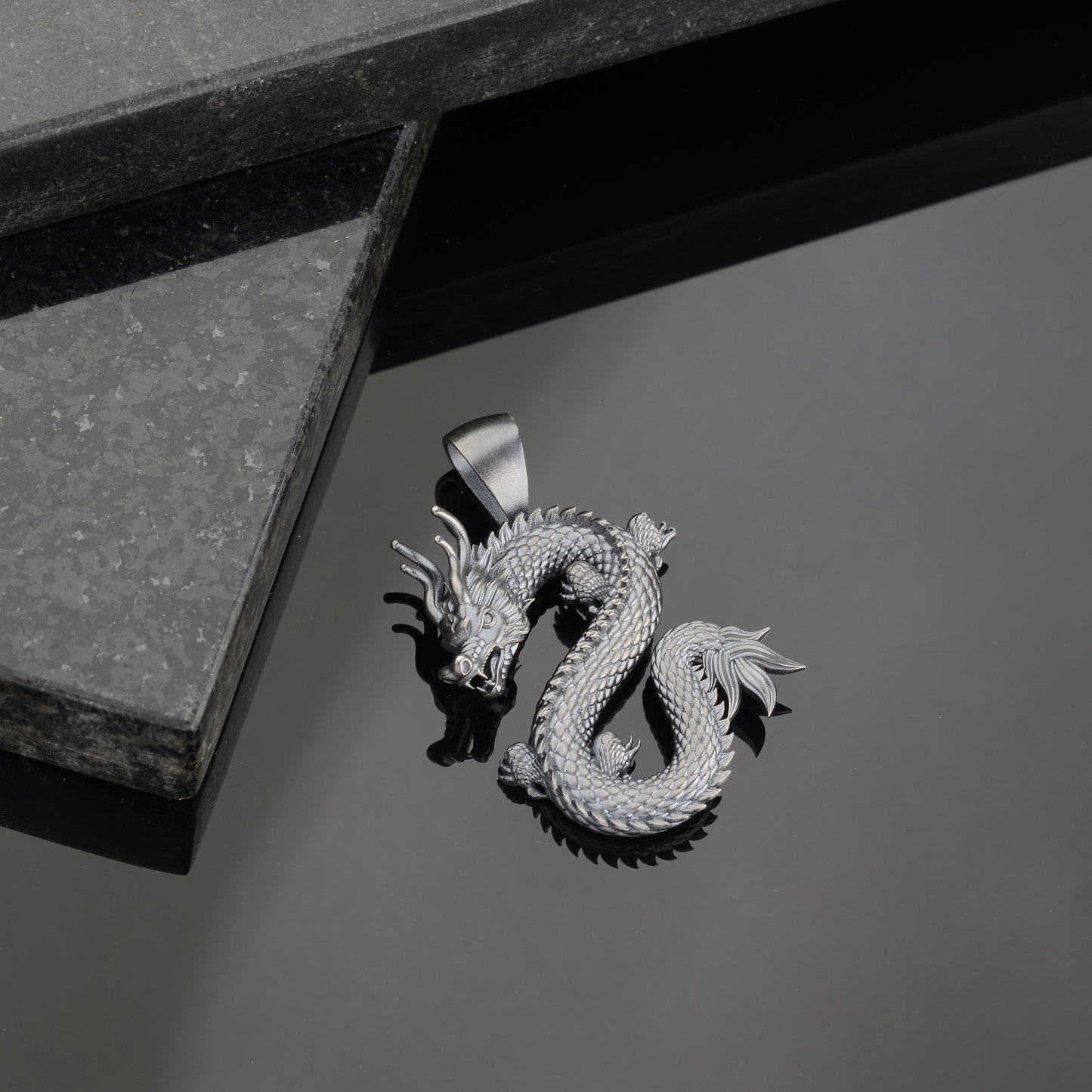 Silver Dragon Pendant, Sterling Silver Dragon Necklace, Flying Dragon Necklace, Dragon Pendant, Fantasy Dragon Pendant, Gift for Boyfriend