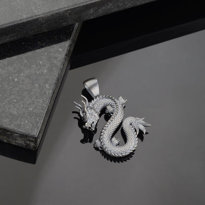 Silver Dragon Pendant, Sterling Silver Dragon Necklace, Flying Dragon Necklace, Dragon Pendant, Fantasy Dragon Pendant, Gift for Boyfriend