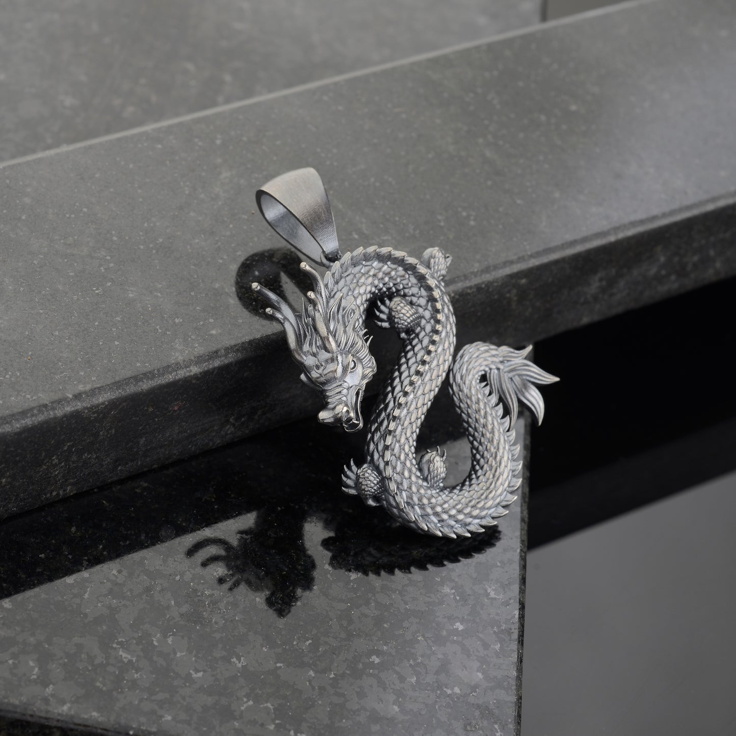 Silver Dragon Pendant, Sterling Silver Dragon Necklace, Flying Dragon Necklace, Dragon Pendant, Fantasy Dragon Pendant, Gift for Boyfriend