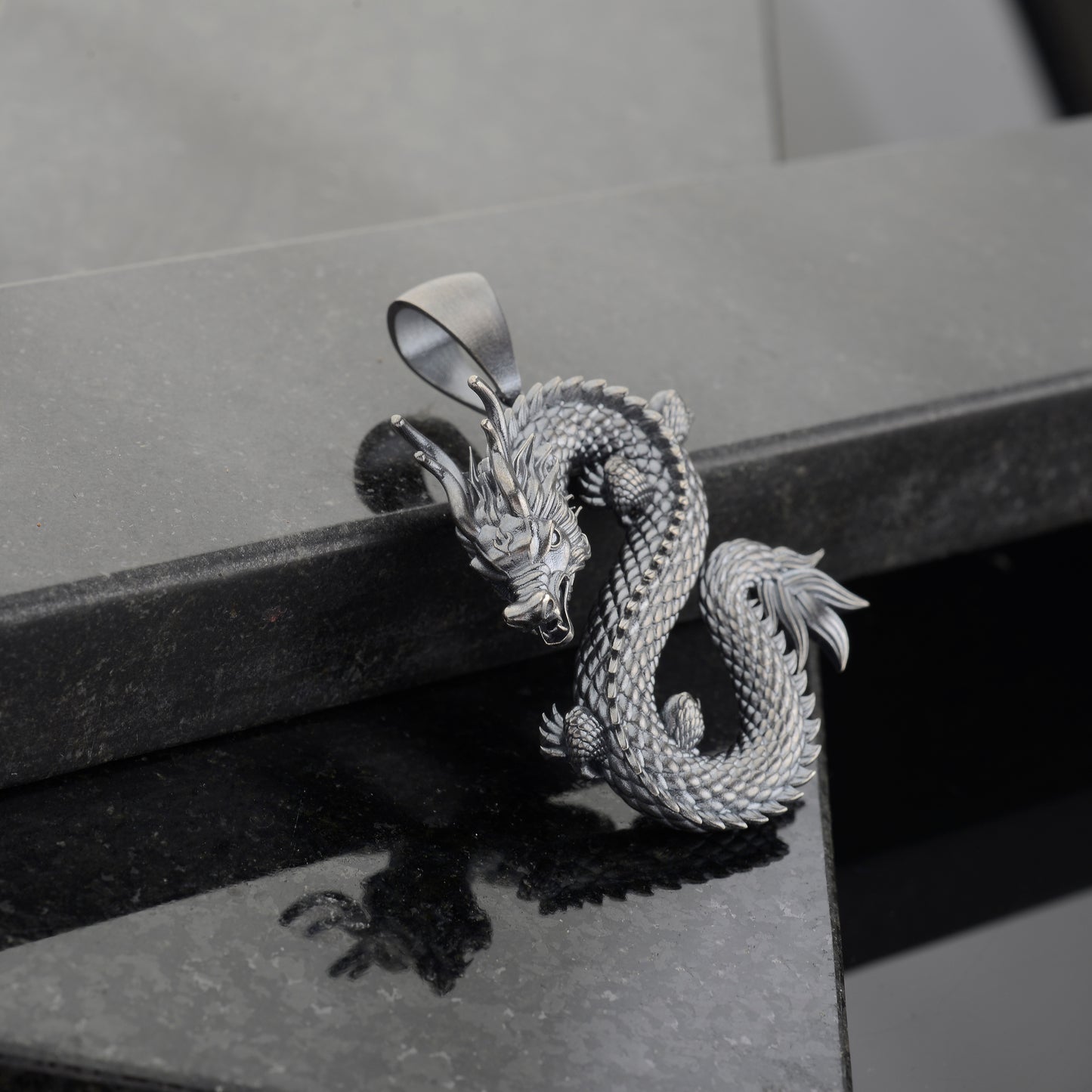Silver Dragon Pendant, Sterling Silver Dragon Necklace, Flying Dragon Necklace, Dragon Pendant, Fantasy Dragon Pendant, Gift for Boyfriend