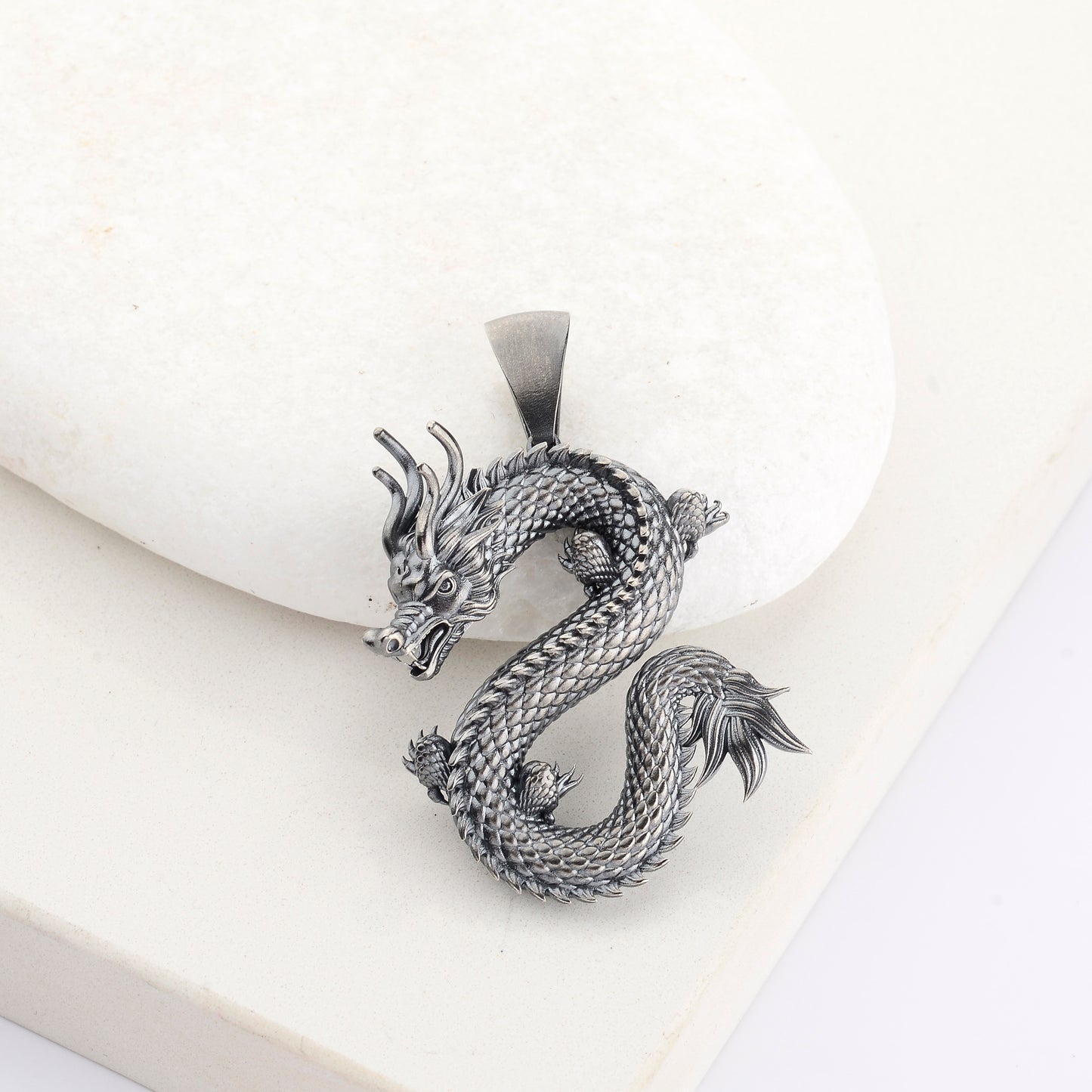 Silver Dragon Pendant, Sterling Silver Dragon Necklace, Flying Dragon Necklace, Dragon Pendant, Fantasy Dragon Pendant, Gift for Boyfriend
