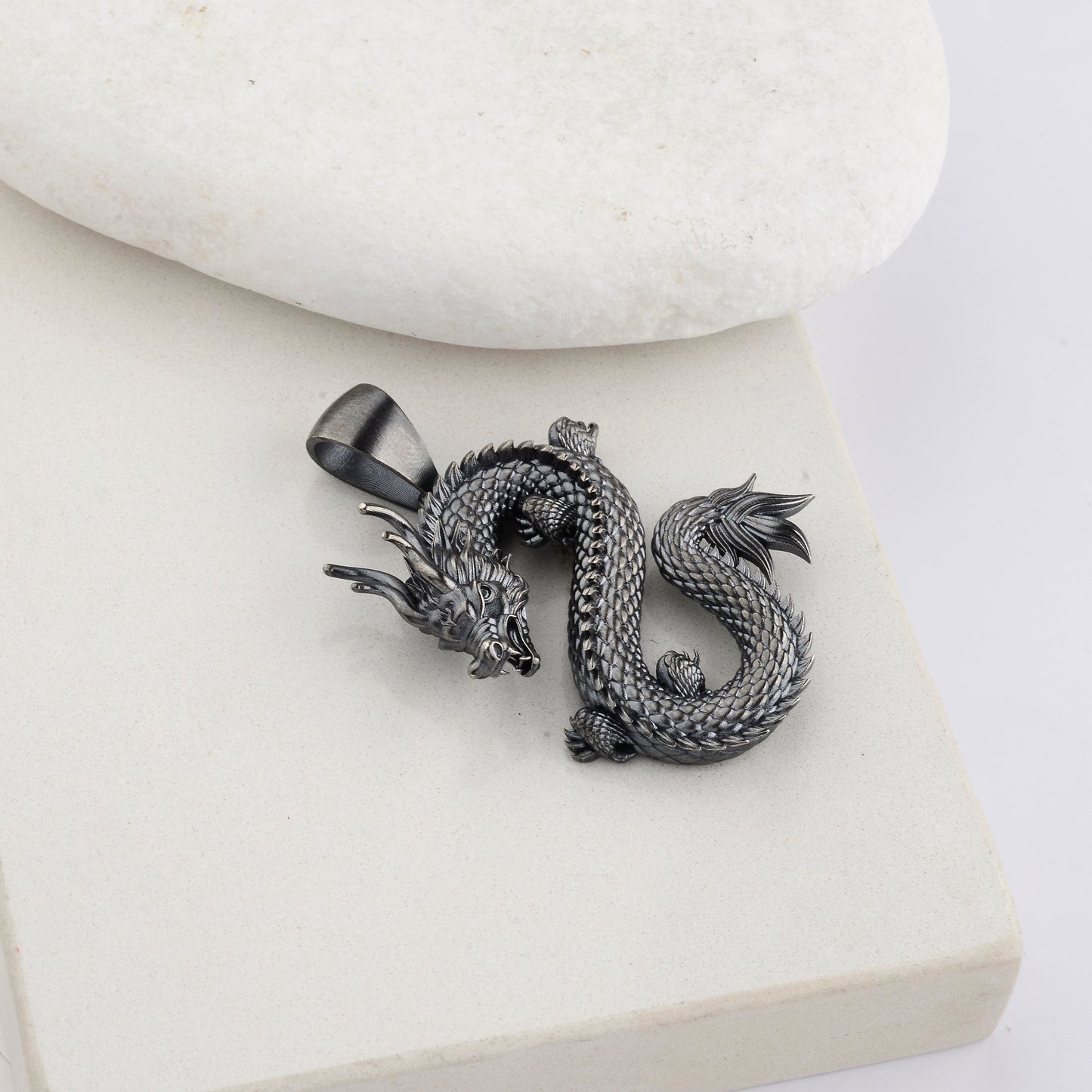 Silver Dragon Pendant, Sterling Silver Dragon Necklace, Flying Dragon Necklace, Dragon Pendant, Fantasy Dragon Pendant, Gift for Boyfriend