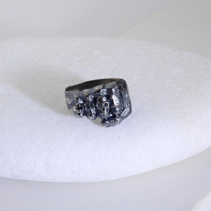 Oxidized Sterling Silver Skeleton Fist Ring: Biker Rocker Jewelry