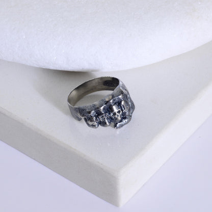 Oxidized Sterling Silver Skeleton Fist Ring: Biker Rocker Jewelry