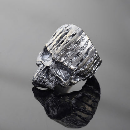 Oxidized Sterling Silver Skull Ring: Gothic Biker Jewelry