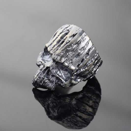 Oxidized Sterling Silver Skull Ring: Gothic Biker Jewelry