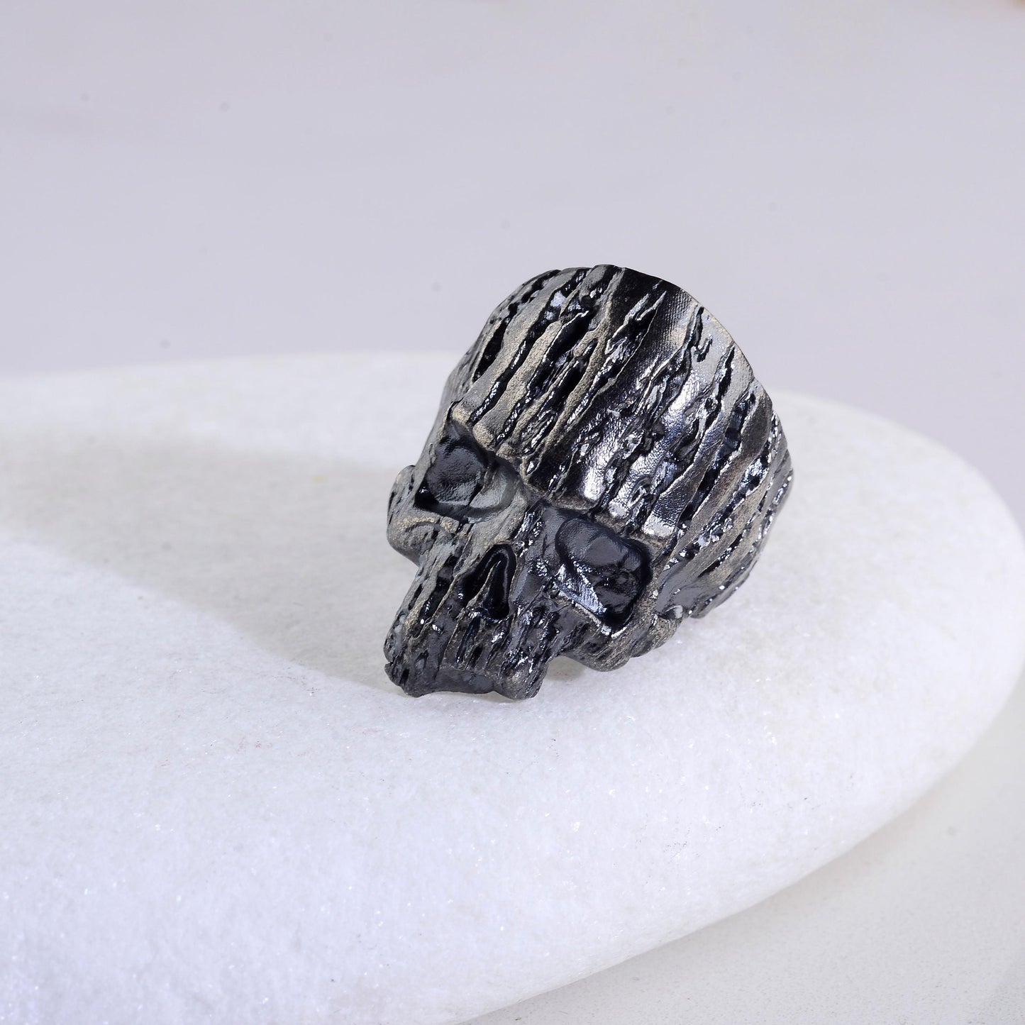 Oxidized Sterling Silver Skull Ring: Gothic Biker Jewelry