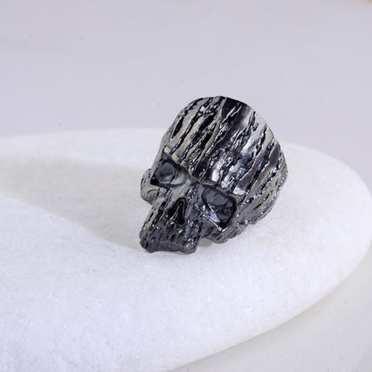 Oxidized Sterling Silver Skull Ring: Gothic Biker Jewelry