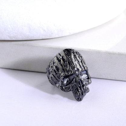 Oxidized Sterling Silver Skull Ring: Gothic Biker Jewelry