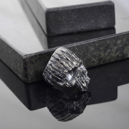 Oxidized Sterling Silver Skull Ring: Gothic Biker Jewelry