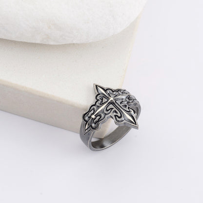 Silver Cross Signet Ring, Crusader Knight Design, Religious Jewelry