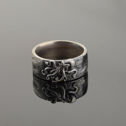 Silver Octopus Band, Octopus Tentacles Ring, Nautical Jewelry, Animal Ring, Silver Men Jewelry, Sea Animal Gothic Ring, Tentacle Ring