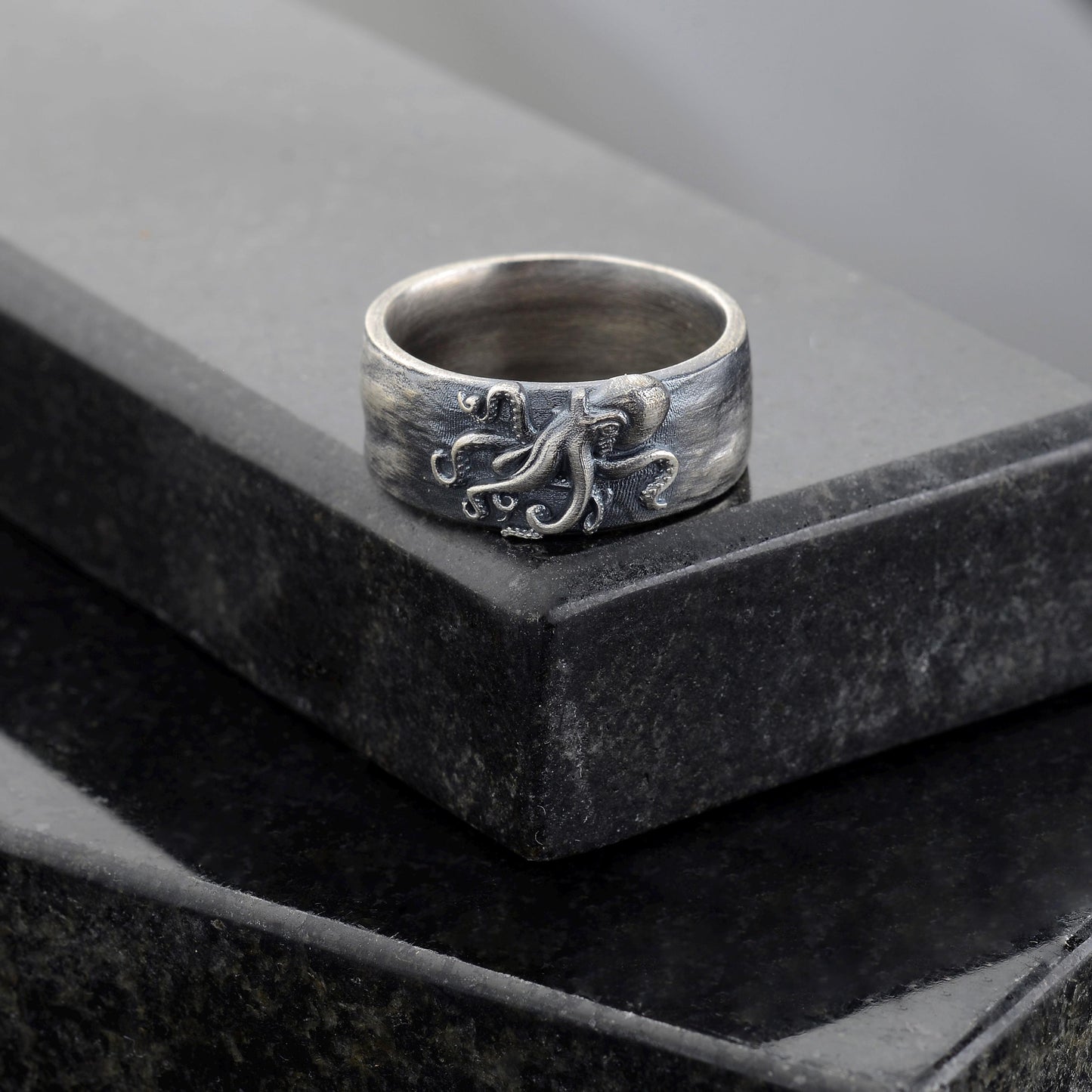 Silver Octopus Band, Octopus Tentacles Ring, Nautical Jewelry, Animal Ring, Silver Men Jewelry, Sea Animal Gothic Ring, Tentacle Ring