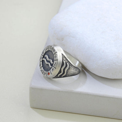 Sterling Silver Aquarius Zodiac Ring: Horoscope Astrology Gift