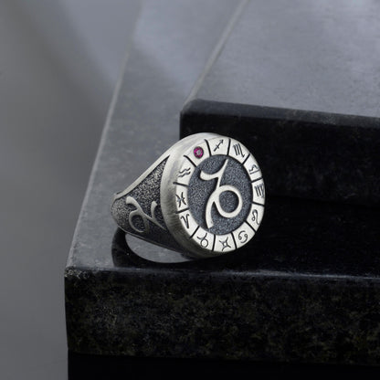Sterling Silver Capricorn Zodiac Ring: Horoscope Astrology Ring