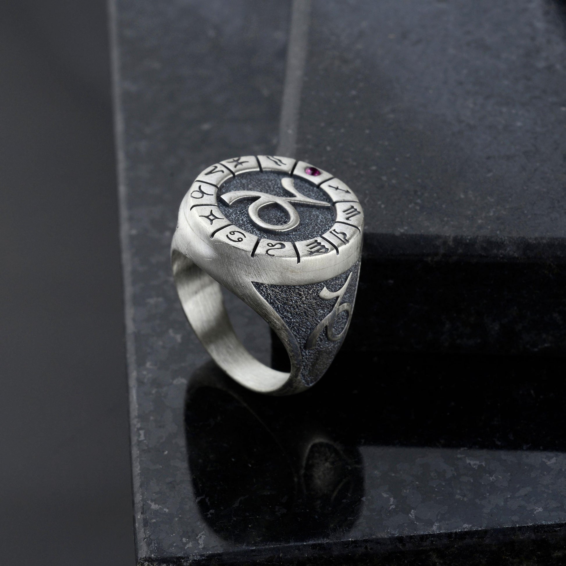Sterling Silver Capricorn Zodiac Ring: Horoscope Astrology Ring