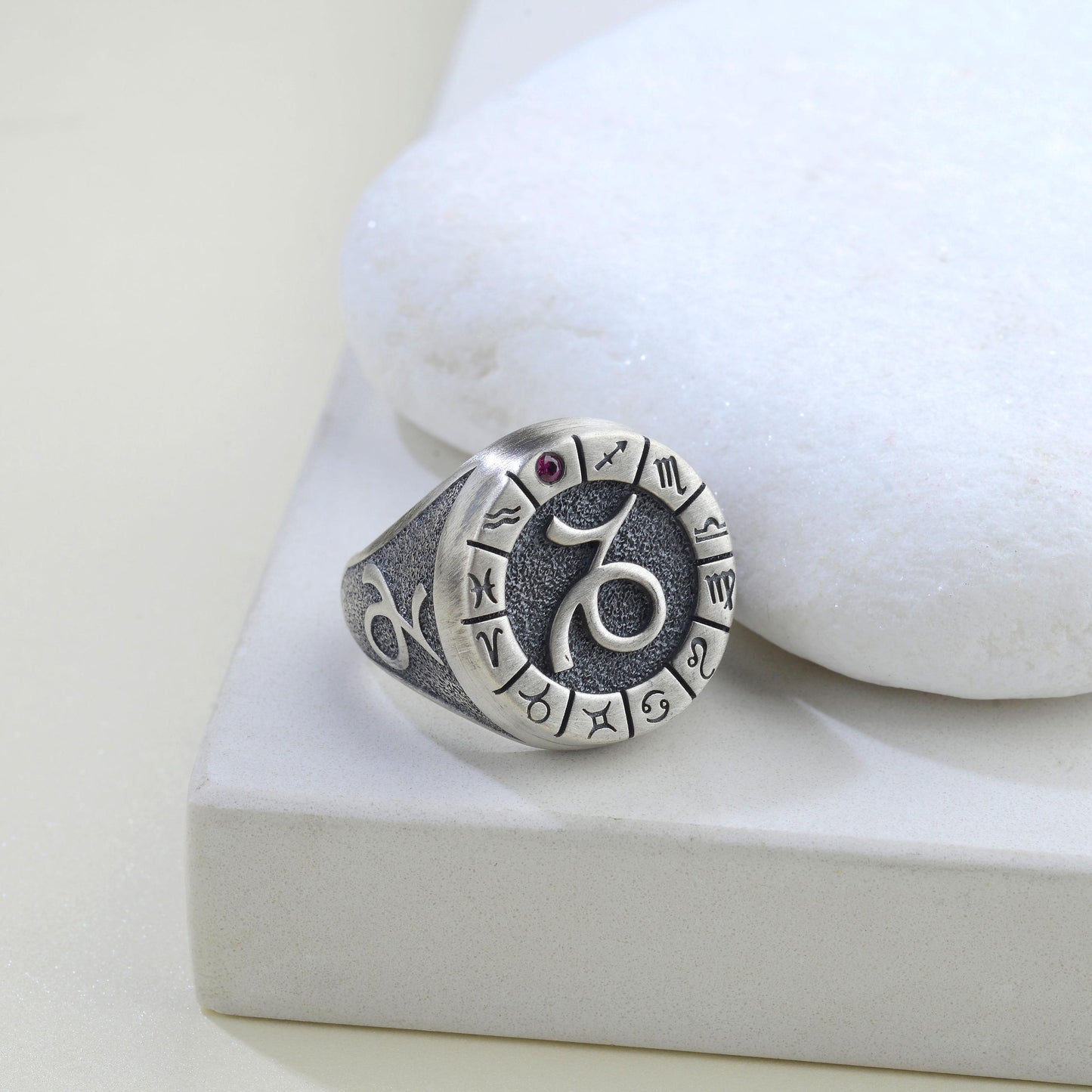 Sterling Silver Capricorn Zodiac Ring: Horoscope Astrology Ring