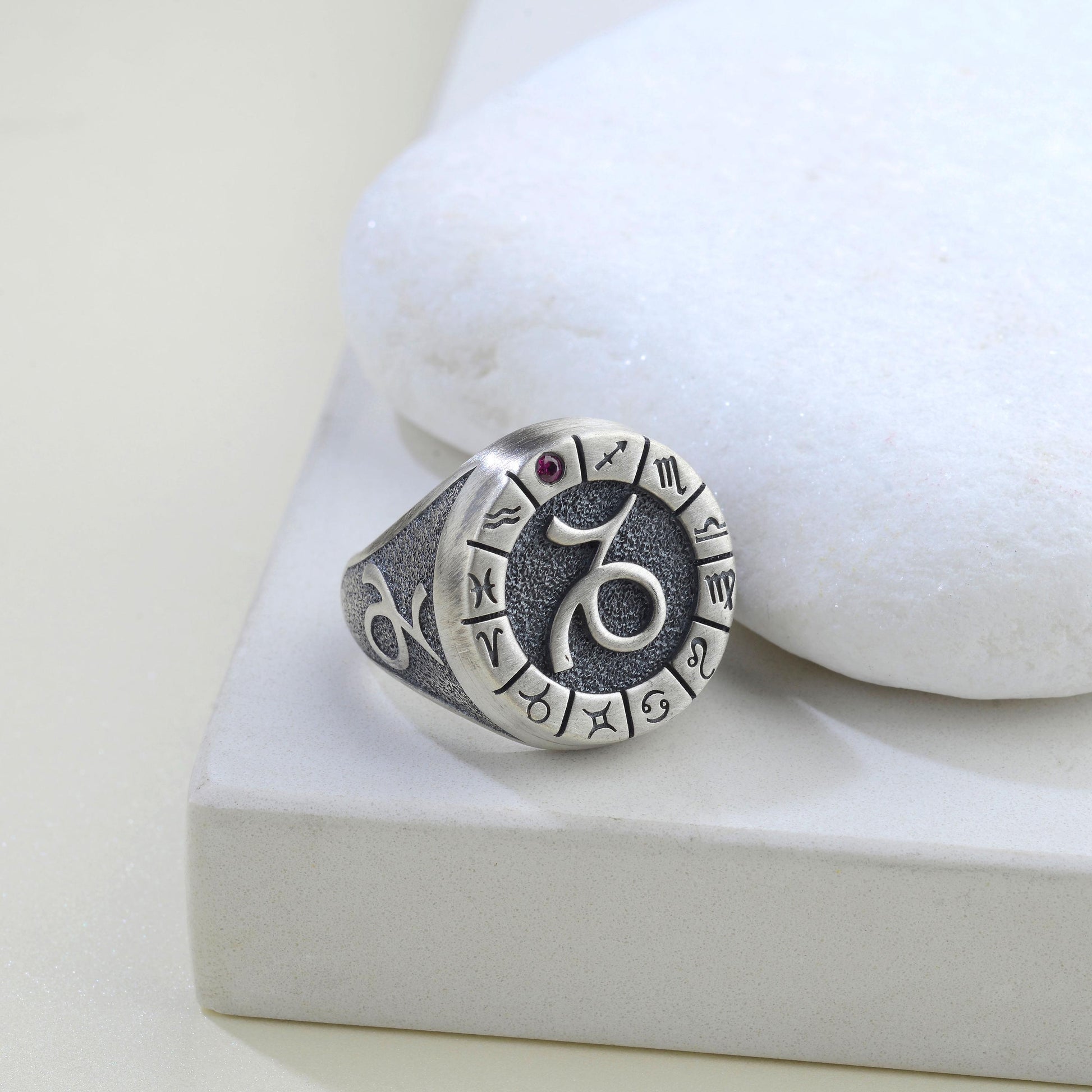 Sterling Silver Capricorn Zodiac Ring: Horoscope Astrology Ring