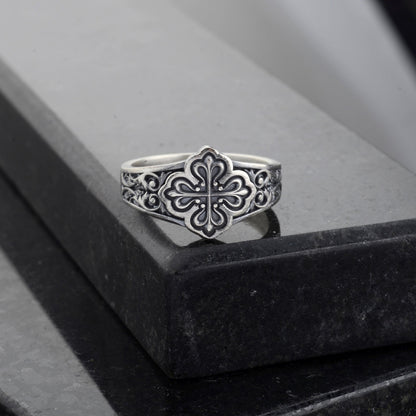 Sterling Silver Celtic Cross Ring: Handmade Clover Signet
