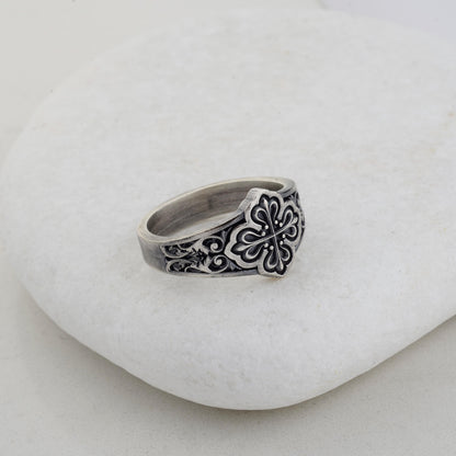 Sterling Silver Celtic Cross Ring: Handmade Clover Signet