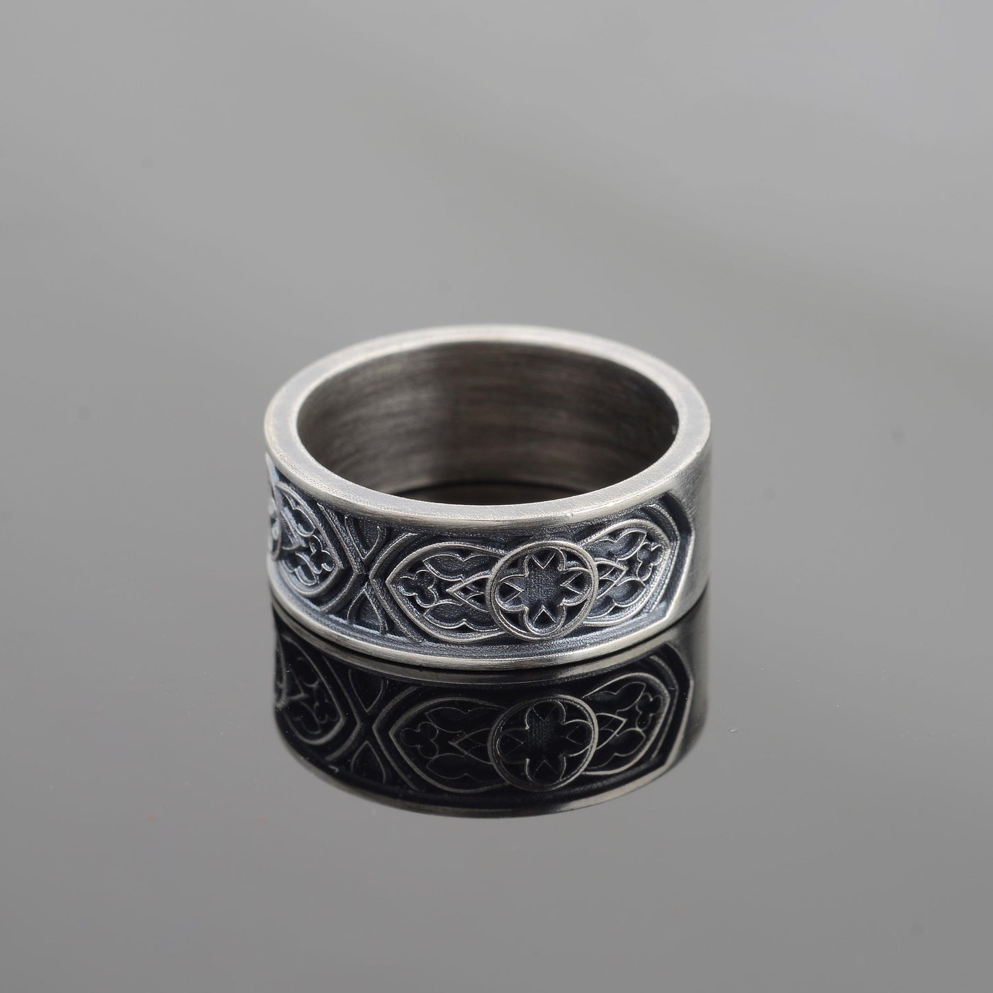 Sterling Silver Celtic Cross Ring, Irish Clover Design
