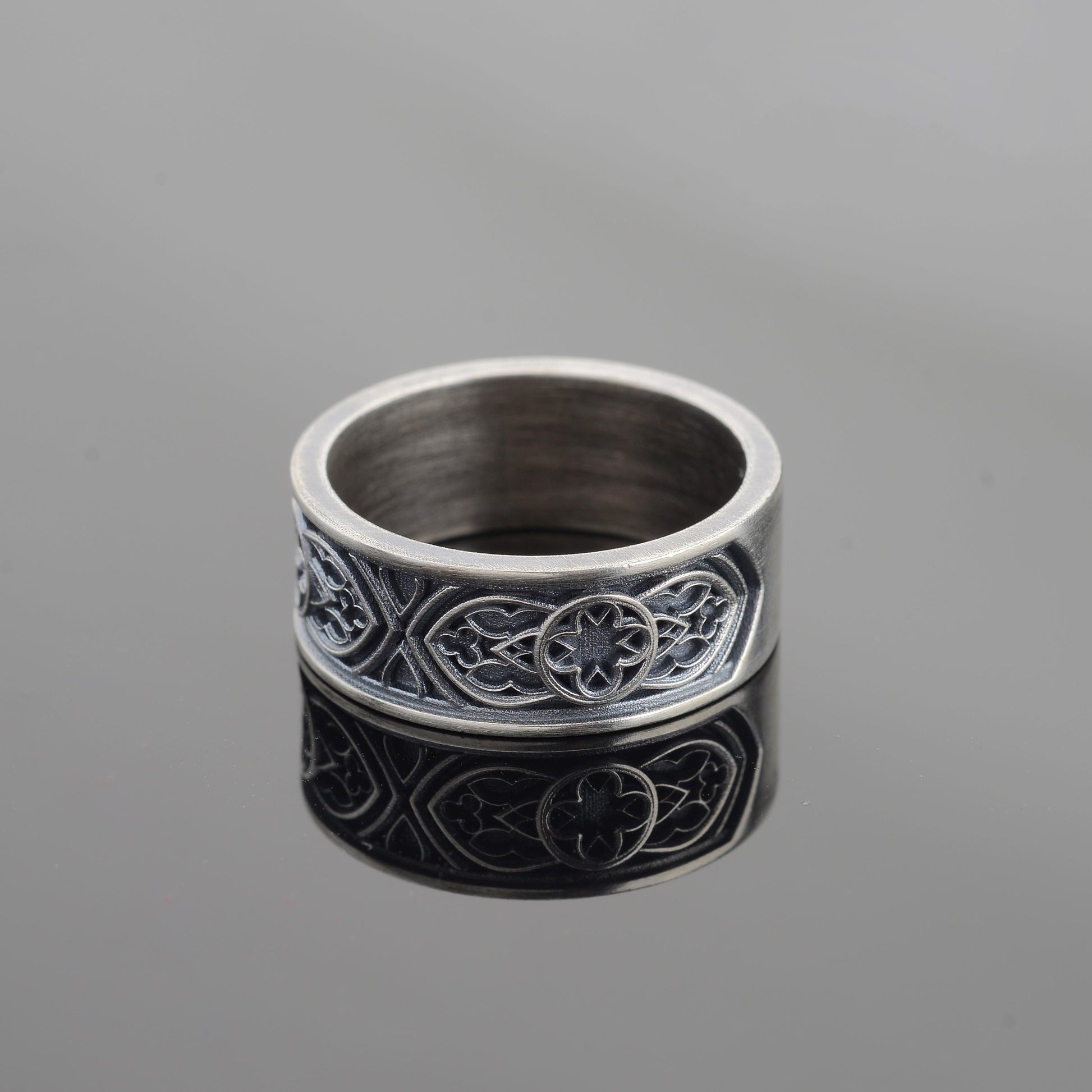 Sterling Silver Celtic Cross Ring, Irish Clover Design