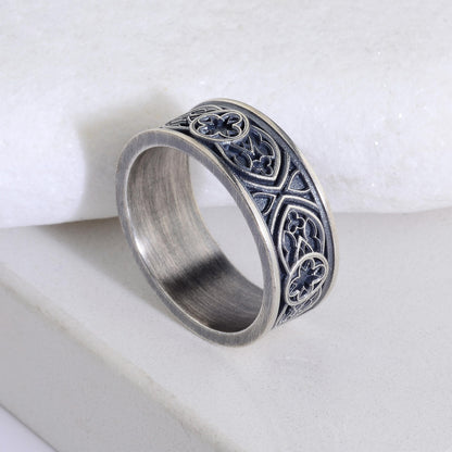 Sterling Silver Celtic Cross Ring, Irish Clover Design