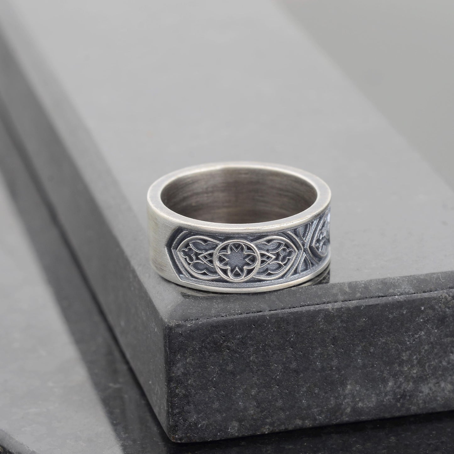 Sterling Silver Celtic Cross Ring, Irish Clover Design