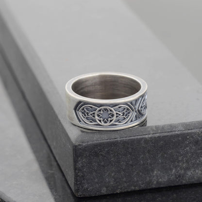 Sterling Silver Celtic Cross Ring, Irish Clover Design