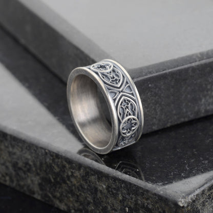 Sterling Silver Celtic Cross Ring, Irish Clover Design
