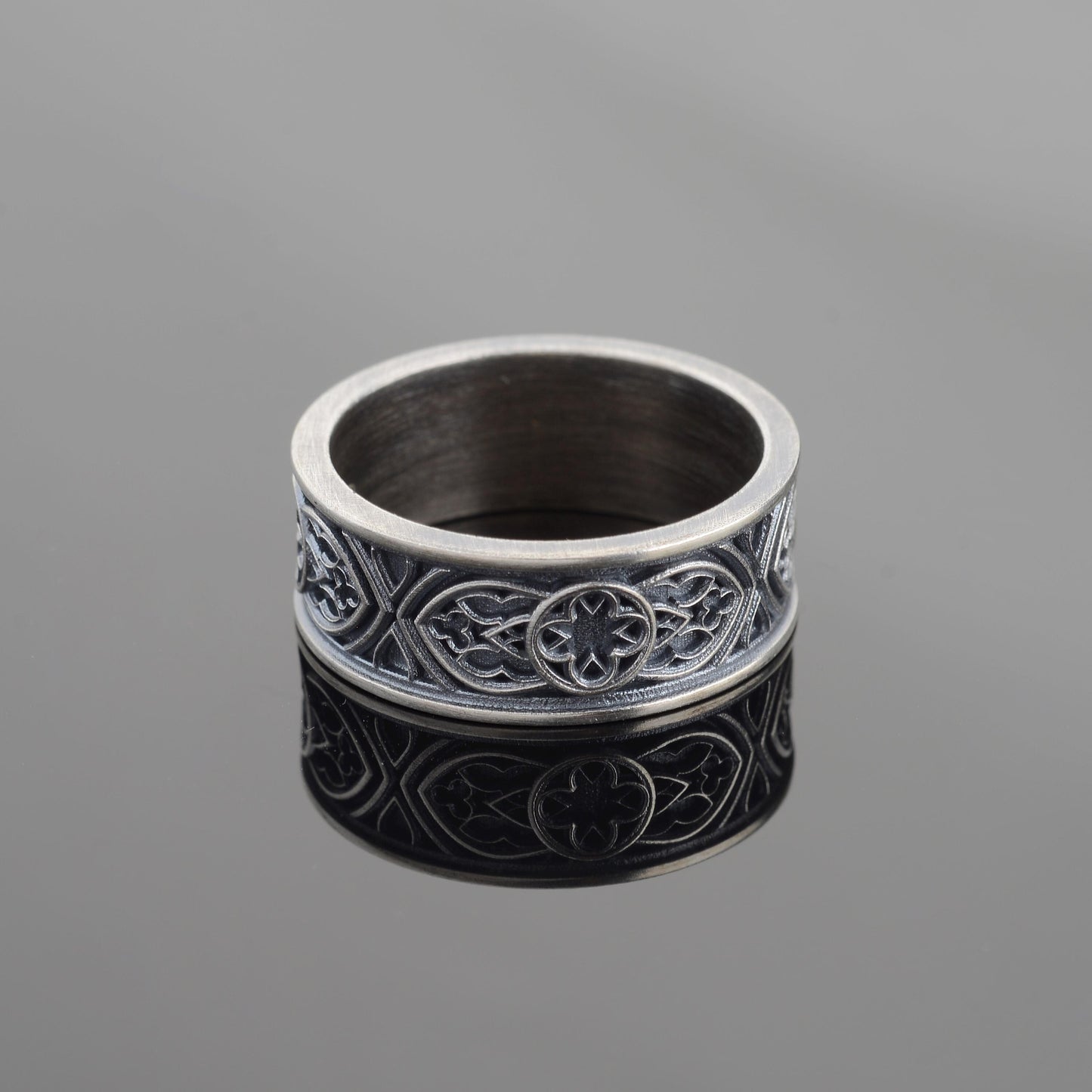 Sterling Silver Celtic Cross Ring, Irish Clover Design