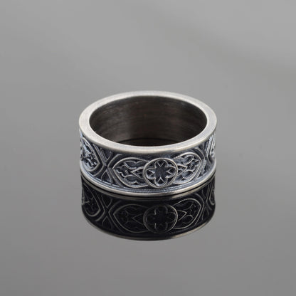 Sterling Silver Celtic Cross Ring, Irish Clover Design