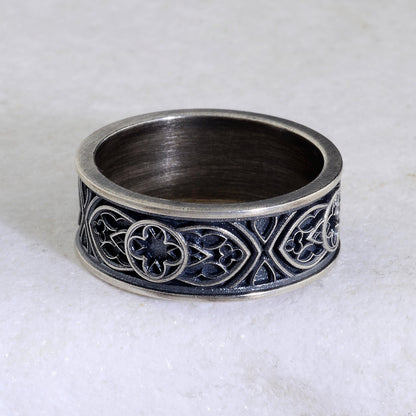 Sterling Silver Celtic Cross Ring, Irish Clover Design