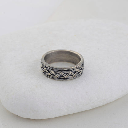 Sterling Silver Celtic Knot Ring, Braided Eternity Band, Unisex Signet