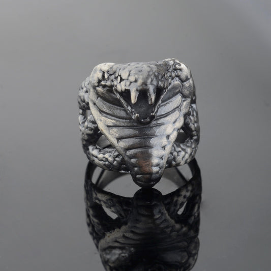 Sterling Silver Cobra Ring: Handmade Animal Statement Piece