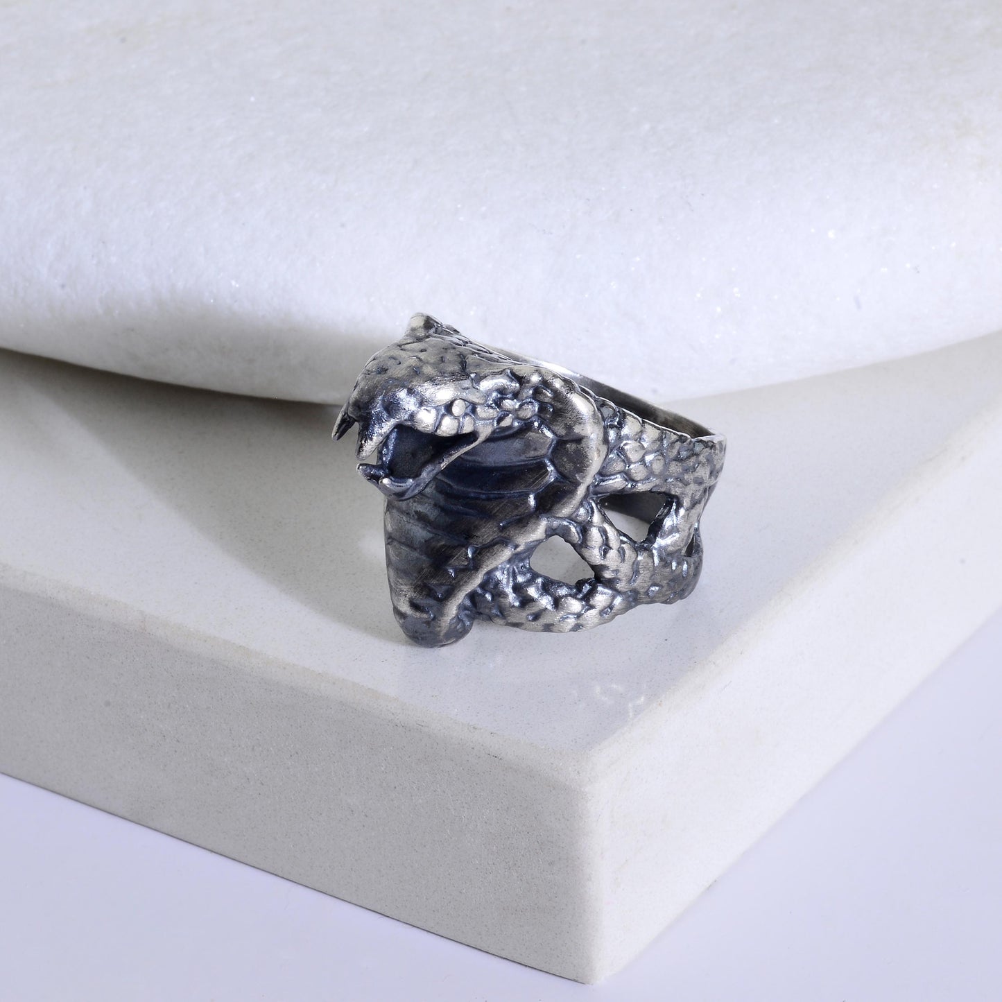 Sterling Silver Cobra Ring: Handmade Animal Statement Piece