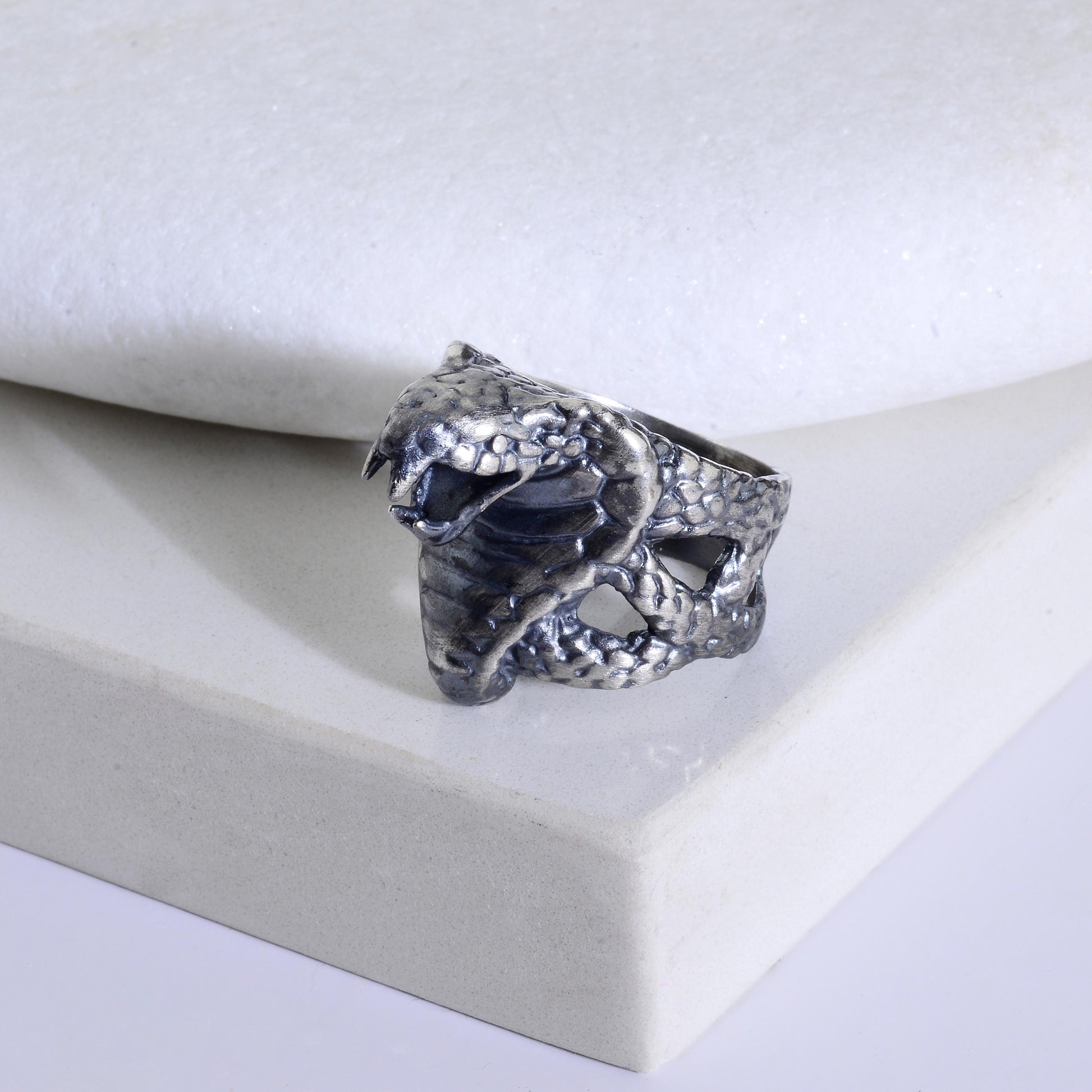 Sterling Silver Cobra Ring: Handmade Animal Statement Piece