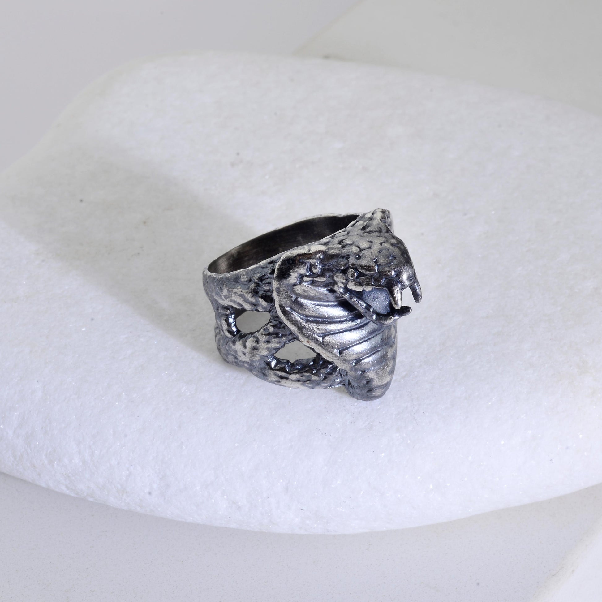 Sterling Silver Cobra Ring: Handmade Animal Statement Piece