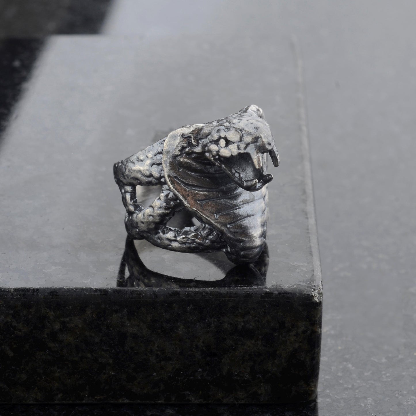 Sterling Silver Cobra Ring: Handmade Animal Statement Piece