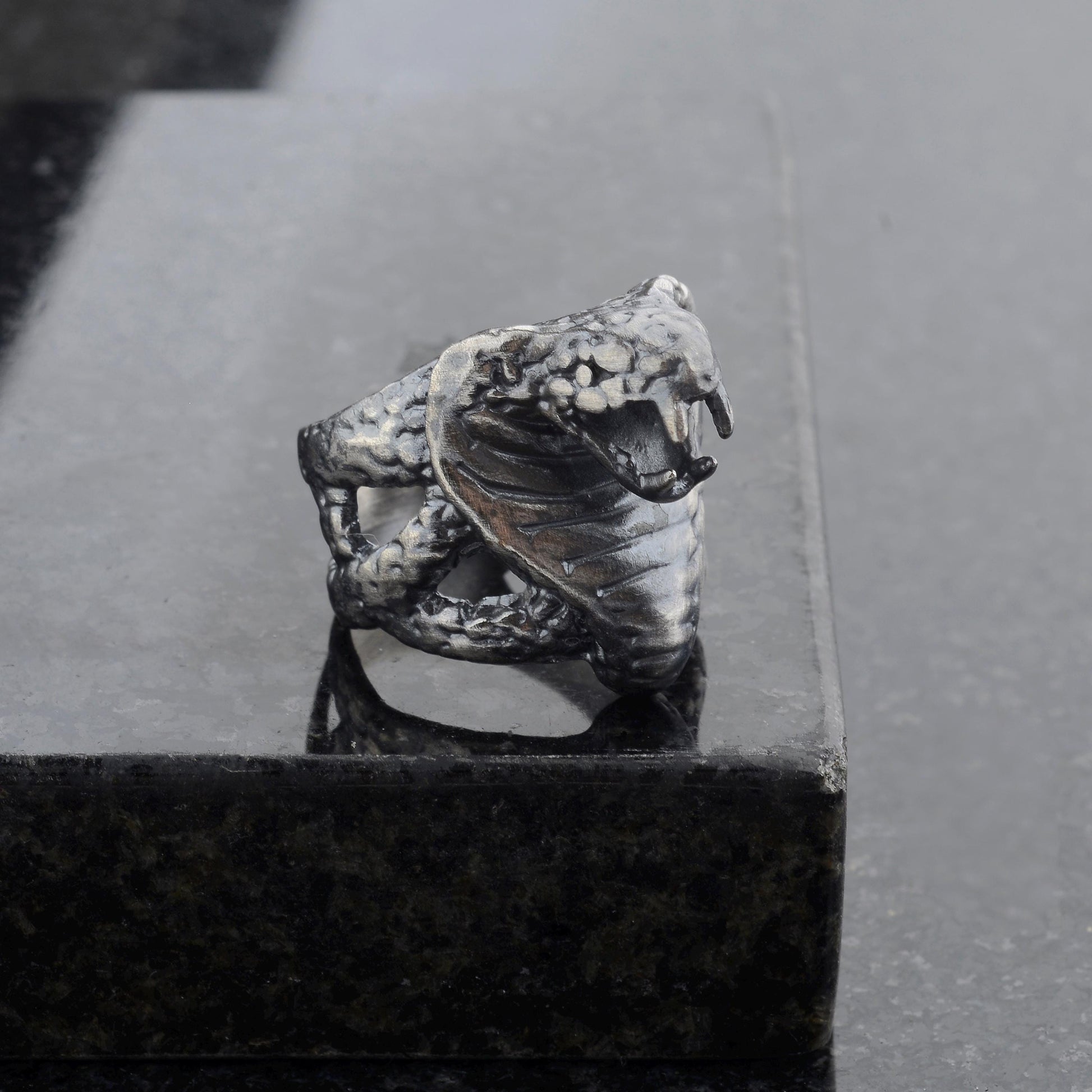 Sterling Silver Cobra Ring: Handmade Animal Statement Piece