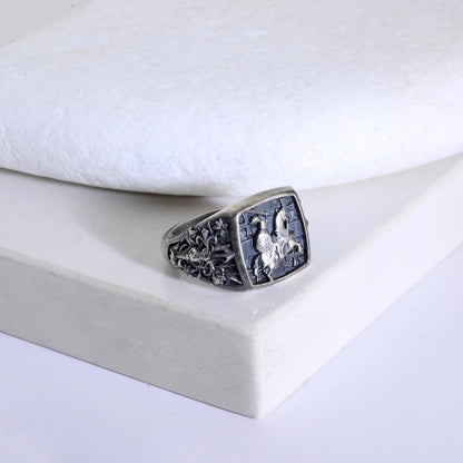 925 Sterling Silver Crusader Knight Ring, Knight Signet Silver Ring, Ring for Men, Silver Templar Knight  Ring, Unique Men's Gift