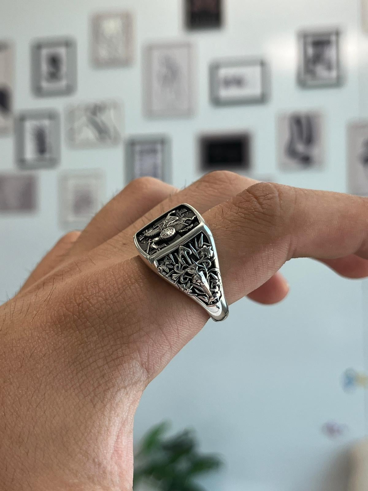 925 Sterling Silver Crusader Knight Ring, Knight Signet Silver Ring, Ring for Men, Silver Templar Knight  Ring, Unique Men's Gift