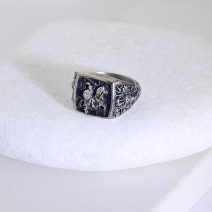 925 Sterling Silver Crusader Knight Ring, Knight Signet Silver Ring, Ring for Men, Silver Templar Knight  Ring, Unique Men's Gift