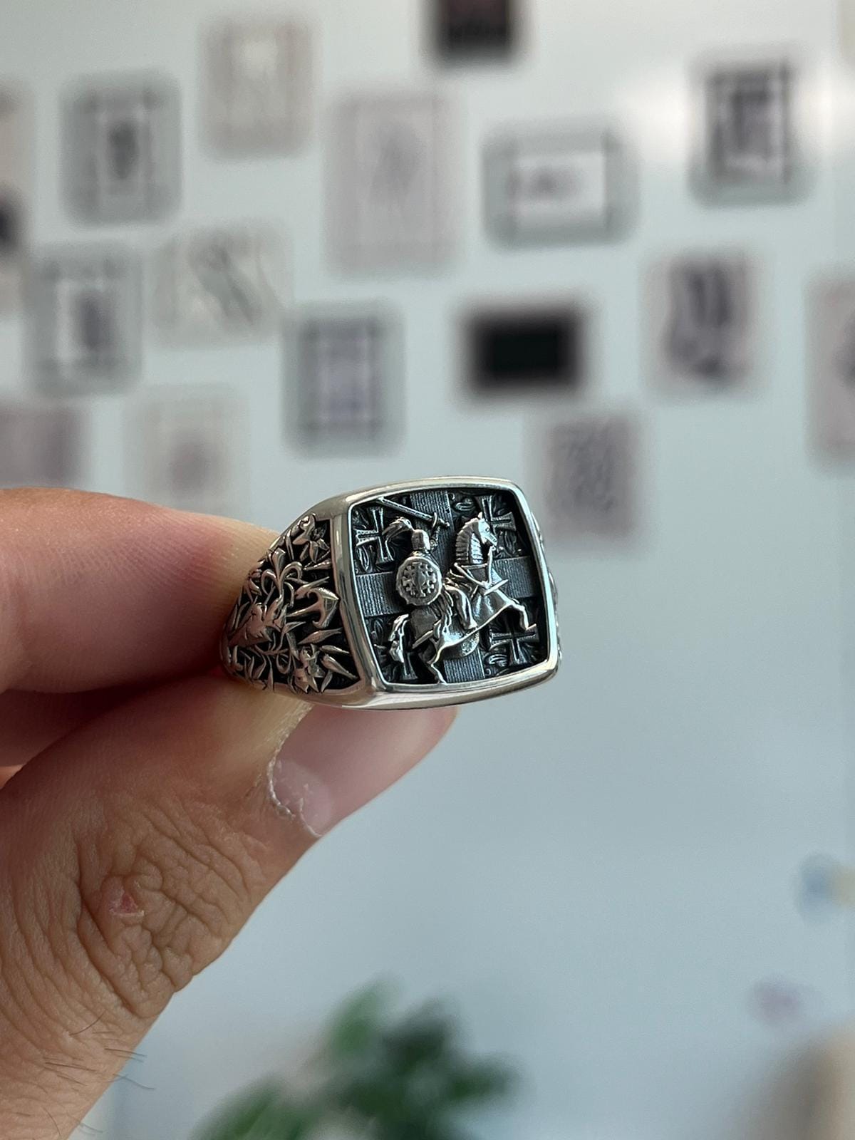 925 Sterling Silver Crusader Knight Ring, Knight Signet Silver Ring, Ring for Men, Silver Templar Knight  Ring, Unique Men's Gift