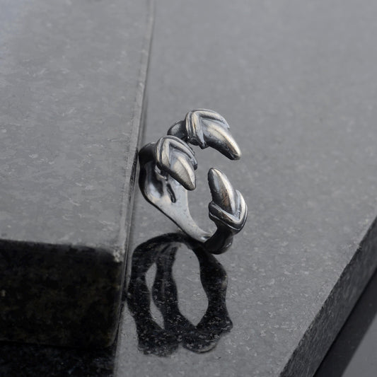 Sterling Silver Dragon Claw Ring: Gothic Adjustable Bronze Eagle Talon