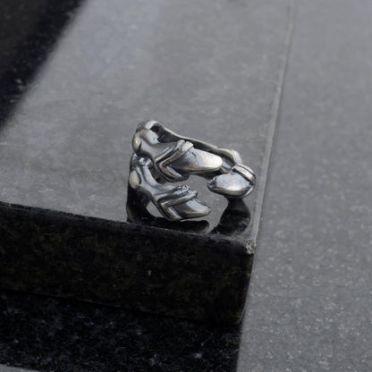 Sterling Silver Dragon Claw Ring: Gothic Adjustable Bronze Eagle Talon