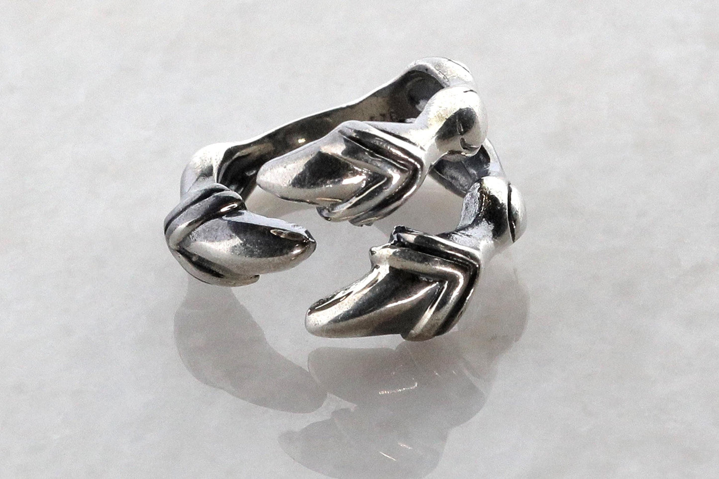 Sterling Silver Dragon Claw Ring: Gothic Adjustable Bronze Eagle Talon