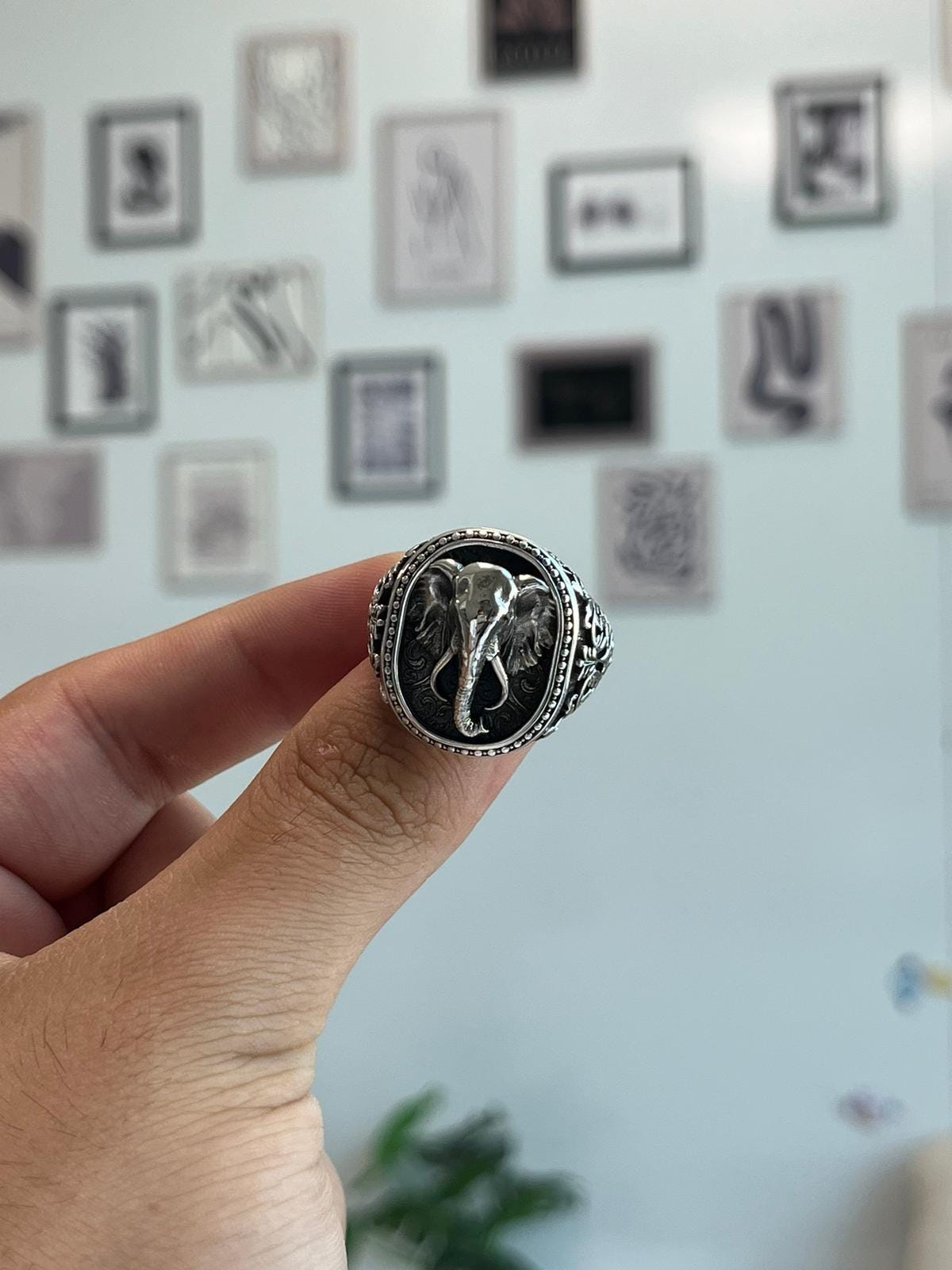 Sterling Silver Elephant Ring, Animal Talisman, Mens Jewelry Gift